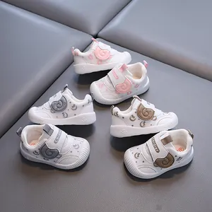 Breathable Mesh Baby Toddler Shoes Soft Anti Slip Sole First Walking Shoes With Velcro Closure Cartoon Pattern Sneakers
