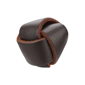 Bouton noeud en cuir de vachette marron foncé pour décoration de vêtements