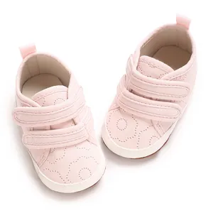 Weiche rosa Baumwoll Babyschuhe für Kleinkinder von 0-1 Jahr mit Klettverschluss