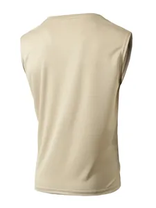 Rückansicht des khakifarbenen Mesh-Sport-Tanktops für Herren mit atmungsaktiver Struktur