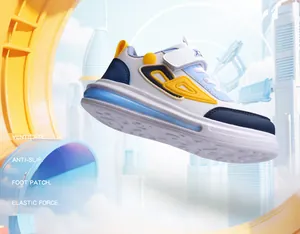Detailed view of durable autumn leather sneakers for boys with stylish color blocking