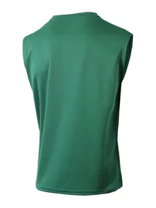 Rückansicht eines grünen Mesh-Sportoberteils für Herren, atmungsaktives Gym-Vest-Detail