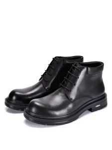 Klassische schwarze Lederstiefeletten für Herren mit Schnürung und dezentem Logo-Detail