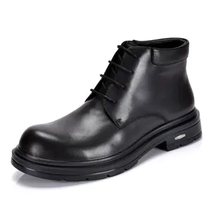 Herren Echtleder Martin Boots Fleece Gefüttert Warm Winter Business Casual Mid-Top Britischer Stil Schnürstiefel Aus Leder Für Herren