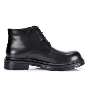 Schwarze Herren-Lederstiefel, halbhoch, mit Schnürung für Business und Freizeit