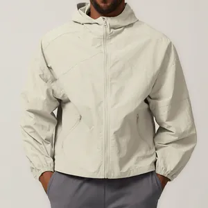 American Zip Up Windproof Hooded Outdoor Jacket Water Repellent Polyamide Hiking Camping Citywalk Anorak Top For Men
