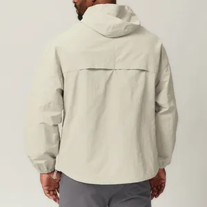 Men's lightweight hooded windbreaker jacket for outdoor hiking, camping and citywalk