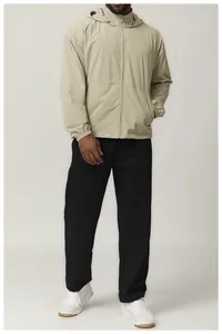 Men's hooded water-repellent sun protection windbreaker jacket in light beige detail