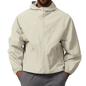 Lightweight men's American style windproof hooded jacket for outdoor citywalk hiking