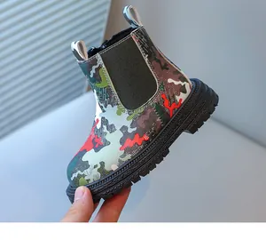Bottines camouflage pour enfants avec semelle en caoutchouc antidérapante pour garçons et filles