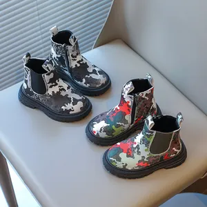 Bottines Martin camouflage pour enfants avec semelles antidérapantes garçons filles