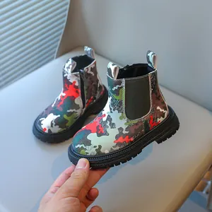 Bottes Martin de camouflage pour enfants avec semelles antidérapantes pour garçons