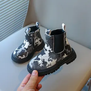 Bottes Martin de camouflage pour enfants avec semelles épaisses antidérapantes pour garçons