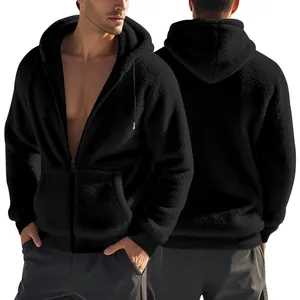 Warme Herren Winterjacke aus doppelseitigem Fleece mit Kapuze und Reißverschluss