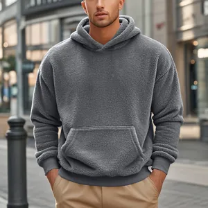 Ανδρικό Oversized Φούτερ με Κουκούλα Αμερικανικό Στυλ Pullover Fleece Διπλής Όψης Χειμερινό Ζεστό Χαλαρό Casual Top