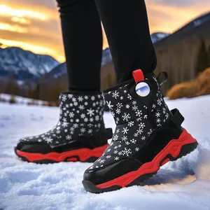Stivali da Neve Invernali per Bambini Ispessiti Foderati in Pile Scarpe di Cotone Calde Outdoor Stampa Fiocco di Neve Stivali Antiscivolo per Ragazzi e Ragazze