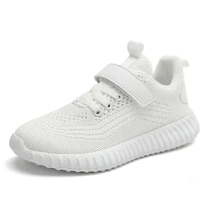 Baskets en maille blanche respirante pour enfants, chaussures de course légères mixtes