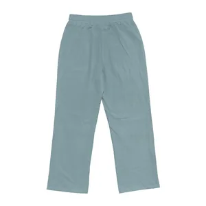 Pantaloni casual in lino celeste da uomo con gamba larga e dritta di alta qualità