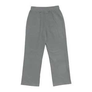 Vista posteriore pantaloni di lino grigi uomo casual larghi gamba dritta elasticizzati