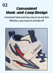Detailansicht der Kinder-Mid-Top-Sneaker mit verstellbarem Klettverschluss-Riemen.