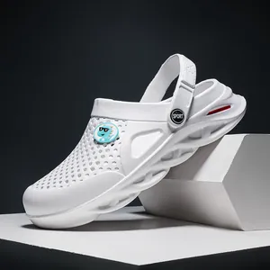 Zapatos de Jardín Zuecos para Hombre EVA Transpirable Calado Suela de Cuchilla Ligero Sandalias de Playa al Aire Libre Con Correa de Talón Ajustable