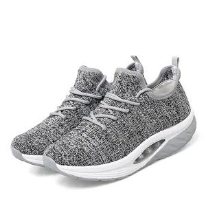 Women's breathable fly knit rocking sneakers with platform sole for travel and walking