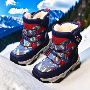 Stivali da Neve Invernali per Bambini Ragazzi Ragazze Caldi Foderati in Peluche Impermeabili Antiscivolo Outdoor Modello Pianeta Spaziale