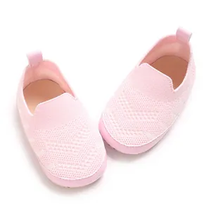 Atmungsaktive rosa Baby-Lauflernschuhe mit weicher Sohle für Säuglinge von 0-1.