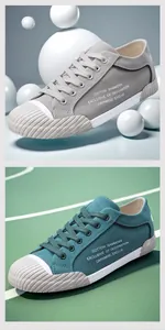 Detailansicht lässiger Herren-Canvas-Sneaker mit strukturierter Gummikappe und Aufdruck