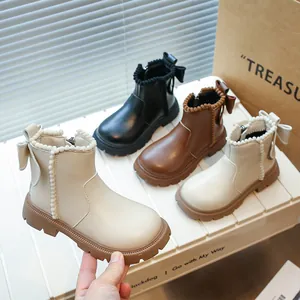 Bottes d'hiver pour filles avec nœud et bordure en dentelle en plusieurs couleurs
