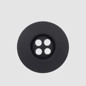 Boutons en Nylon Recyclé Écologiques Noir Mat Ronds à Quatre Trous Fermetures pour Manteaux Costumes Vestes Chemises Vêtements Accessoires de Couture