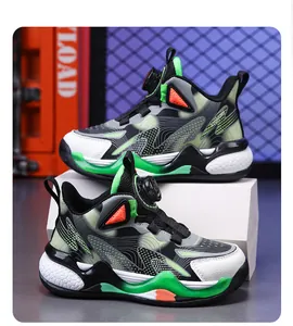 Professionelle High-Top Basketballschuhe für Kinder mit grünem Schnellverschluss-System