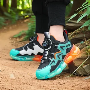 Sneakers da Corsa Bambini Fibbia Girevole Ragazzi Ragazze Scarpe Sportive Pelle Sintetica Leggere Antiscivolo Sportiva