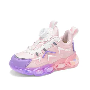 Zapatillas rosas y moradas para niñas con práctico cierre de hebilla giratoria infantil