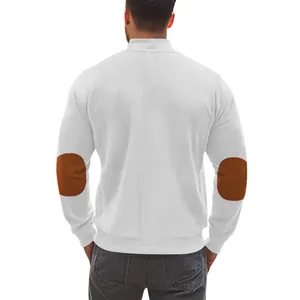 Men's heavy cotton velvet jacket featuring contrasting brown elbow patches back view