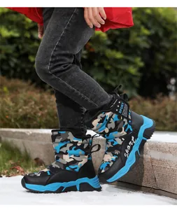 Botas de nieve de camuflaje para niños con forro cálido y suela antideslizante de invierno