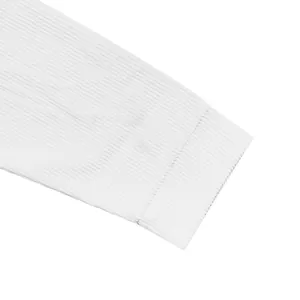 Detailed view of the white ribbed cuff texture on a heavy cotton fleece cardigan jacket