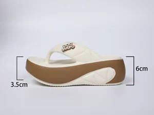 Detailansicht der leichten EVA-Plateau-Flip-Flops mit 3,5 cm und 6 cm Absatzhöhe.