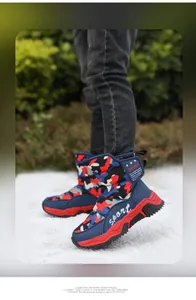 Botas de nieve de camuflaje para niños con forro cálido y suela gruesa antideslizante