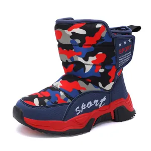 Botas de nieve de camuflaje para niños con forro cálido y suela antideslizante duradera