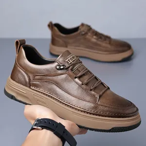 Ανδρικά British Vintage Casual Παπούτσια Εργασίας Ανακυκλωμένο Δέρμα Low Top Oxford Μόδα Παπούτσια Αντιολισθητικά Sneakers με Χοντρή Σόλα