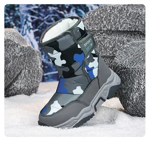 Botas de nieve de camuflaje para niños con forro polar cálido y suelas antideslizantes de goma