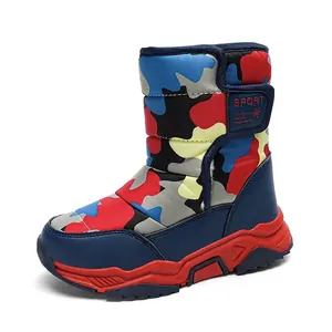 Colorful camouflage children's snow boots with warm fleece lining and anti-slip sole