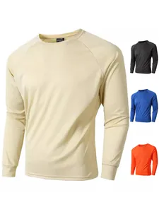 Men Casual Mesh T-Shirt Slim Fit Crew Neck Long Sleeve Top Breathable Polyester Workout Undershirt For Daily Leisure Sports