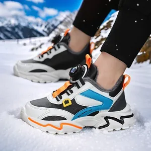 Kinder Jungen Winter Warme Turnschuhe Verdicktes Baumwollfutter Laufschuhe Mit Drehknopf Atmungsaktive Rutschfeste Freizeitschuhe