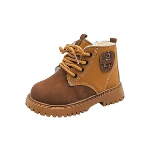 Warm fleece-lined winter Martin boots for children with anti-slip thick rubber sole