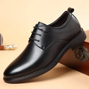 Chaussures en Cuir Formelles pour Hommes Bout Pointu Oxford en Cuir de Vache Refendu Chaussures à Enfiler pour Bureau