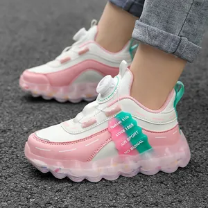 Atmungsaktive rosa Ledersneaker für Mädchen mit modernem Drehverschluss und dicker Sohle
