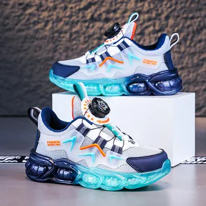 Zapatillas deportivas de malla transpirable para niños con cierre de dial rotativo