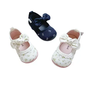 Adorable floral canvas walking shoes for baby girls with cute bows and soft soles
